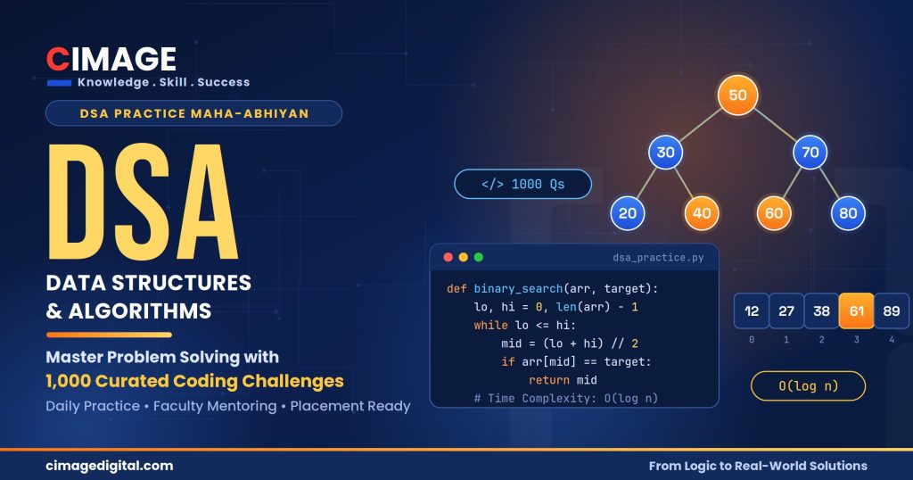 Students building programming, algorithm, and problem-solving skills through structured coding practice at CIMAGE.